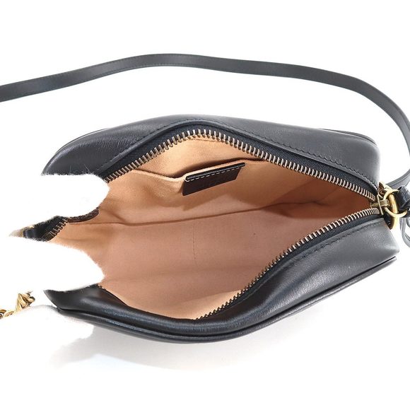 Gucci GG Marmont Quilting Mini Chain Shoulder Bag Leather Black - Picture 6 of 7